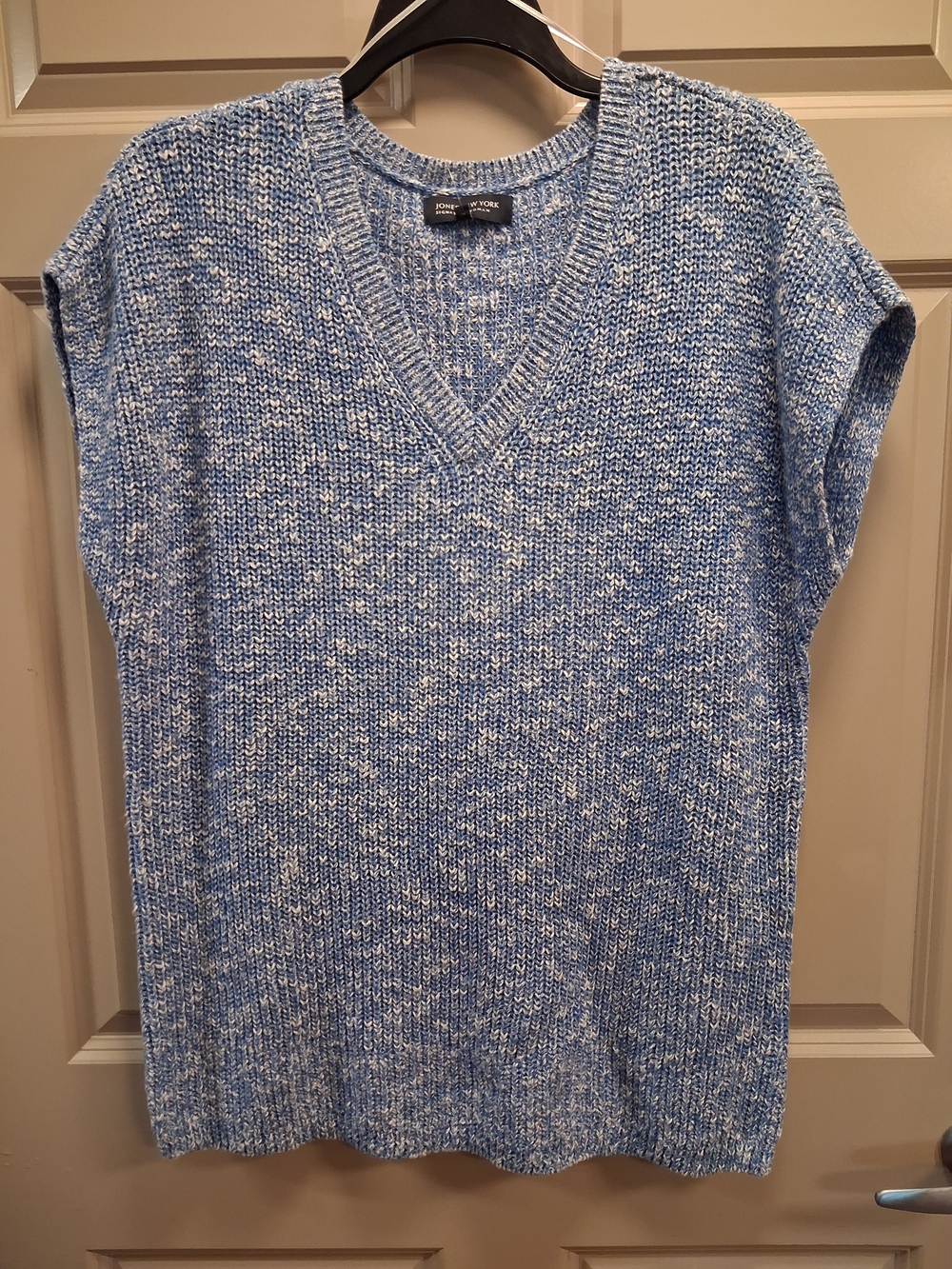 Jones New York Coastal Cap Sleeve V-Neck Sweater - Sz 1X